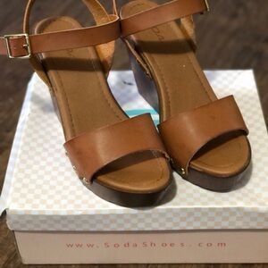 Soda Women's Brown Wedge Sandals